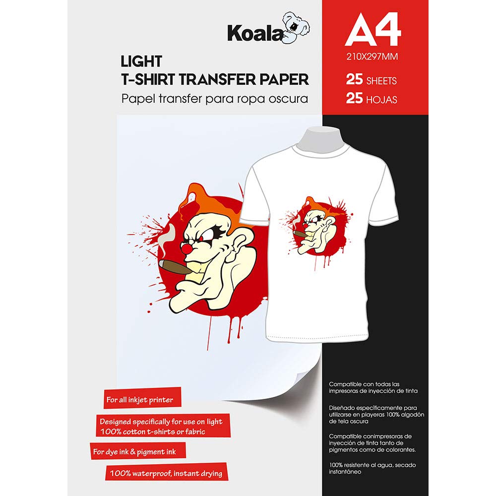 50 Sheet-T-Shirt Inkjet Iron-On Heat Transfer Paper New A4 For Light Fabric